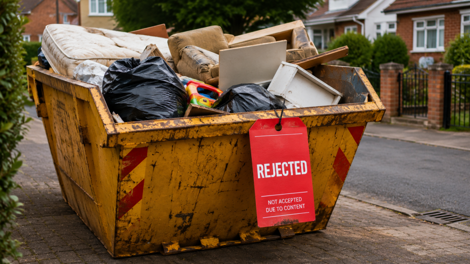 Skip full of waste rejected due to type of contents