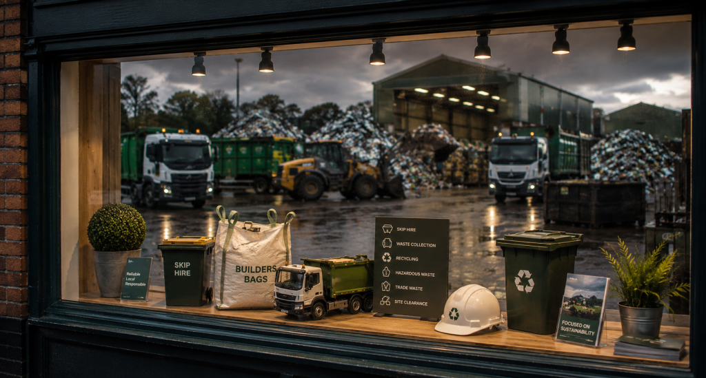 A waste company's website represented as a shop window